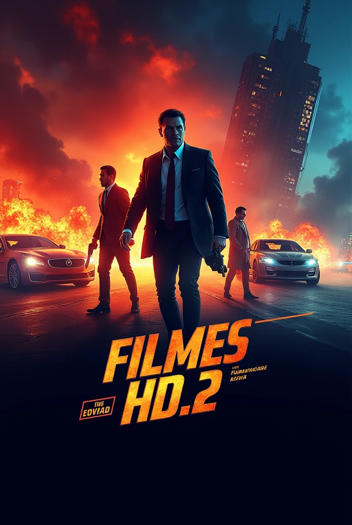 Create an image to be the cover of a telegram channel about movies, the name on the cover should be Filmes HD 2.0 with an action fund