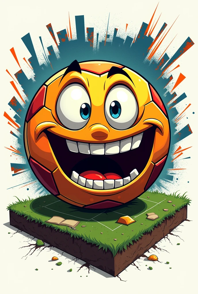 Logo of a 2010 Jabulani ball with an animated crazy face for goal-scoring schizophrenics 