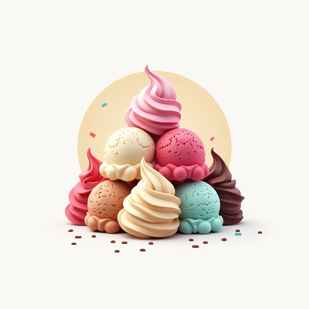Coming Soon Logo, around ice cream scoops 