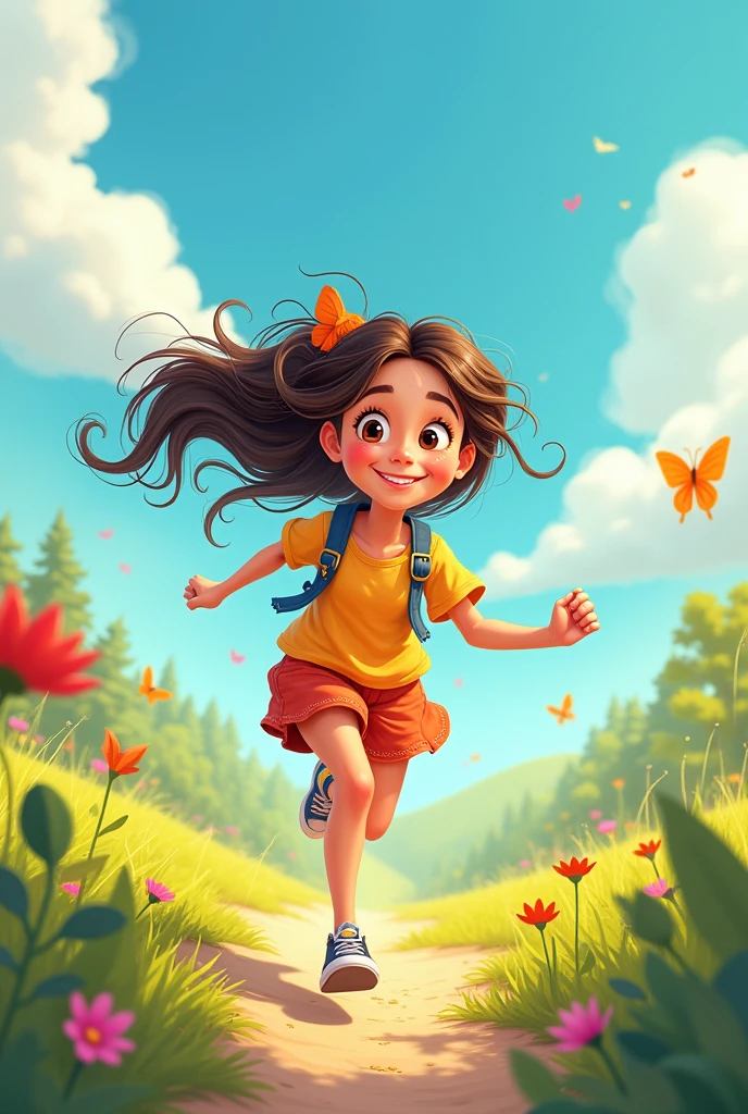 Make a cartoon image of a girl running
