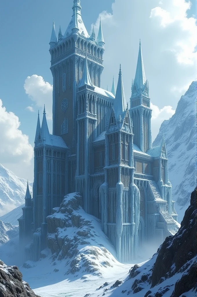 The Fauwes' fortress, known as the Eternal Ice, is a castle of dark stone encrusted with ice, located high on a mountain. Its towers are so tall that they seem to touch the sky.