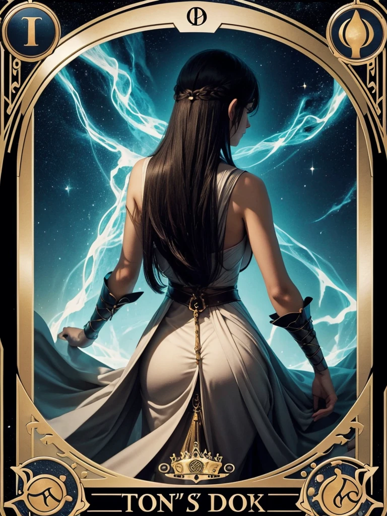 Create an image for the back of the tarot card and don&#39;t put anything human in the image., It has to have a pentagram with a star and magical symbols with the color white and pink , lilac and black symbols in luminous gold and details around the four sides , make white borders on all four sides and do not cut the borders and do not put anything on top of the white borders
