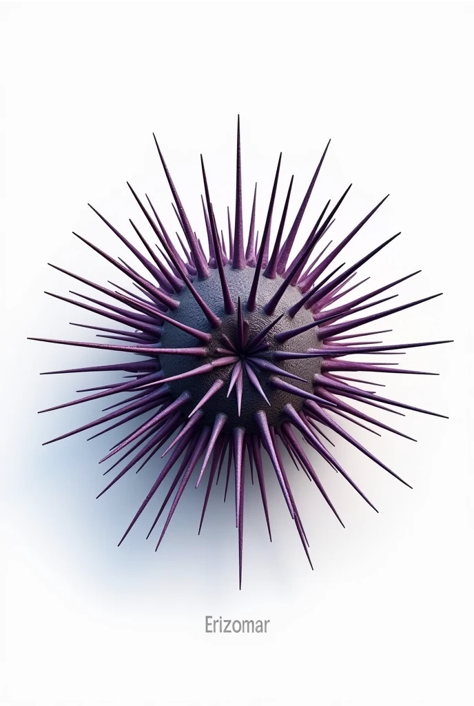 Make a sea urchin that is not so animated and that has a name or title "erizomar"  and the background is white 
