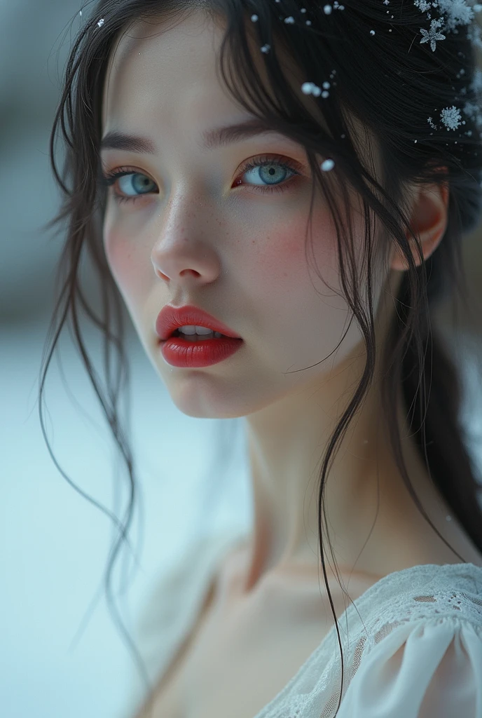 a sexual european snow white girl, full body, sensual, hyper realistic, 1girl, beautiful detailed eyes, beautiful detailed red lips like blood, her skin white as snow, white dress, extremely detailed face and body, legs, long eyelashes, cinematic lighting, (best quality, 4k, 8k, highres, masterpiece:1.2), ultra-detailed, sharp focus, , professional, hasselblad CFV 100C 100mp
