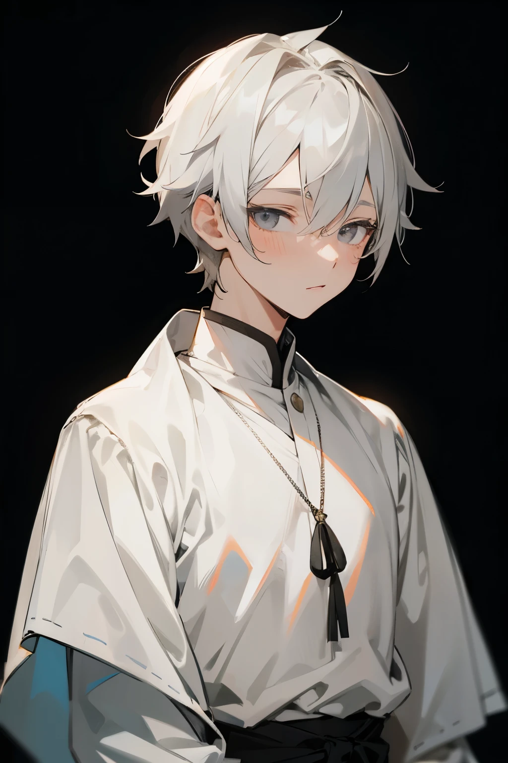 Kimishima Ikuto、、Beautiful Boy、boy、boy1people、Beautiful Boy、(Hairstyle:Silver short hair,Outwardly curled hair,Silver Hair)、Slanted Eyes、Brown eyes、Perfect Anatomy、1 boy、boy、Thin and flat chest