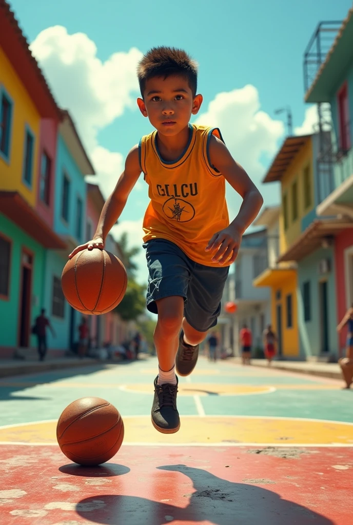 A young Guatemalan playing basketball in the upper part put the name of "Marcos Morales "