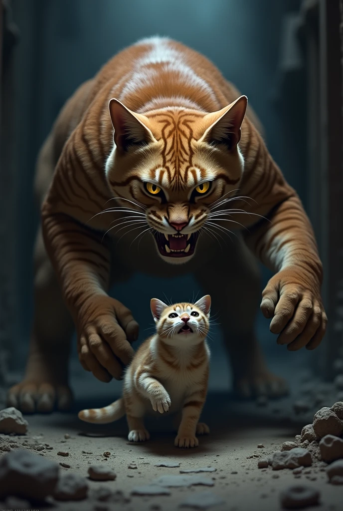 When the big cat bullies the little cat

