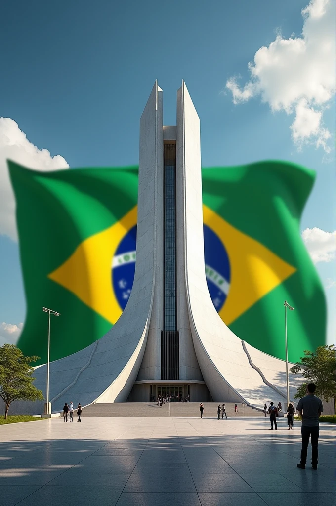 An image of the National Congress of Brazil, with a Brazilian flag in the background, symbolizing the current political scenario.