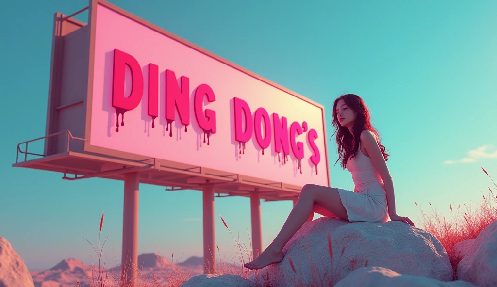 
/imagine prompt:a girl sitting on the billboard with the name "DING DONG´S she is drinking açaí tip: always keep the name DING DONG´S in capital letters, big, Beatnik, Dripping Paint, landscape, CGsociety, Flat, Sculpture, opalescent colors, Meatcore, flood lighting, High quality --ar 16:9