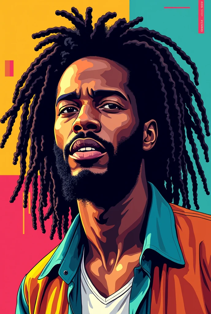 Pop illustration of a black man with dreadlocks