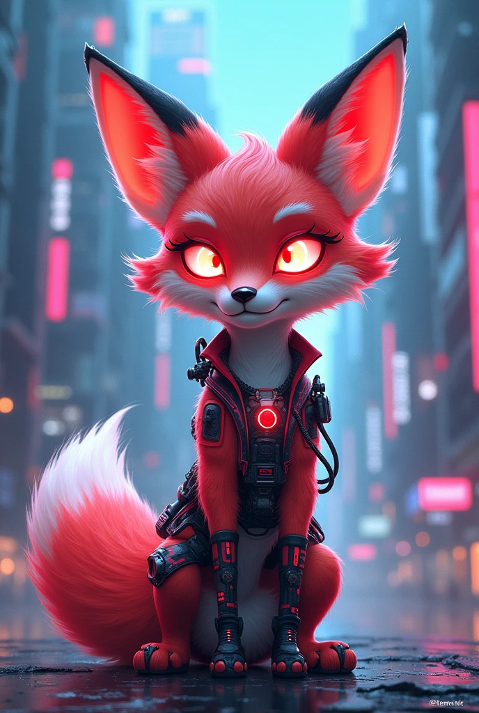 Technological Cartoon Fox 
