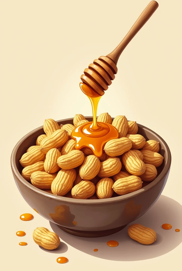 Illustration peanuts with honey in a bowl