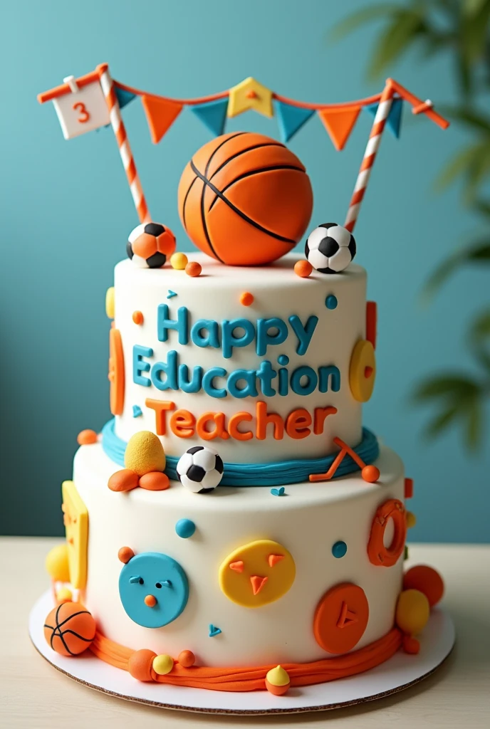 Photo of the birthday cake of a physical education teacher
