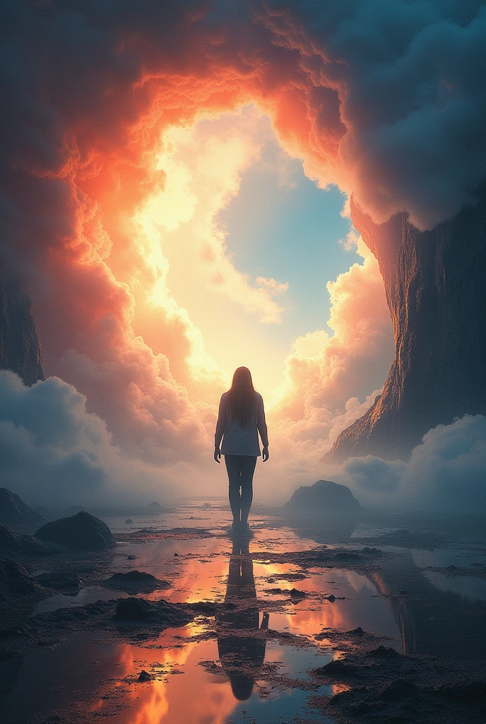 a person enters through the opened portal