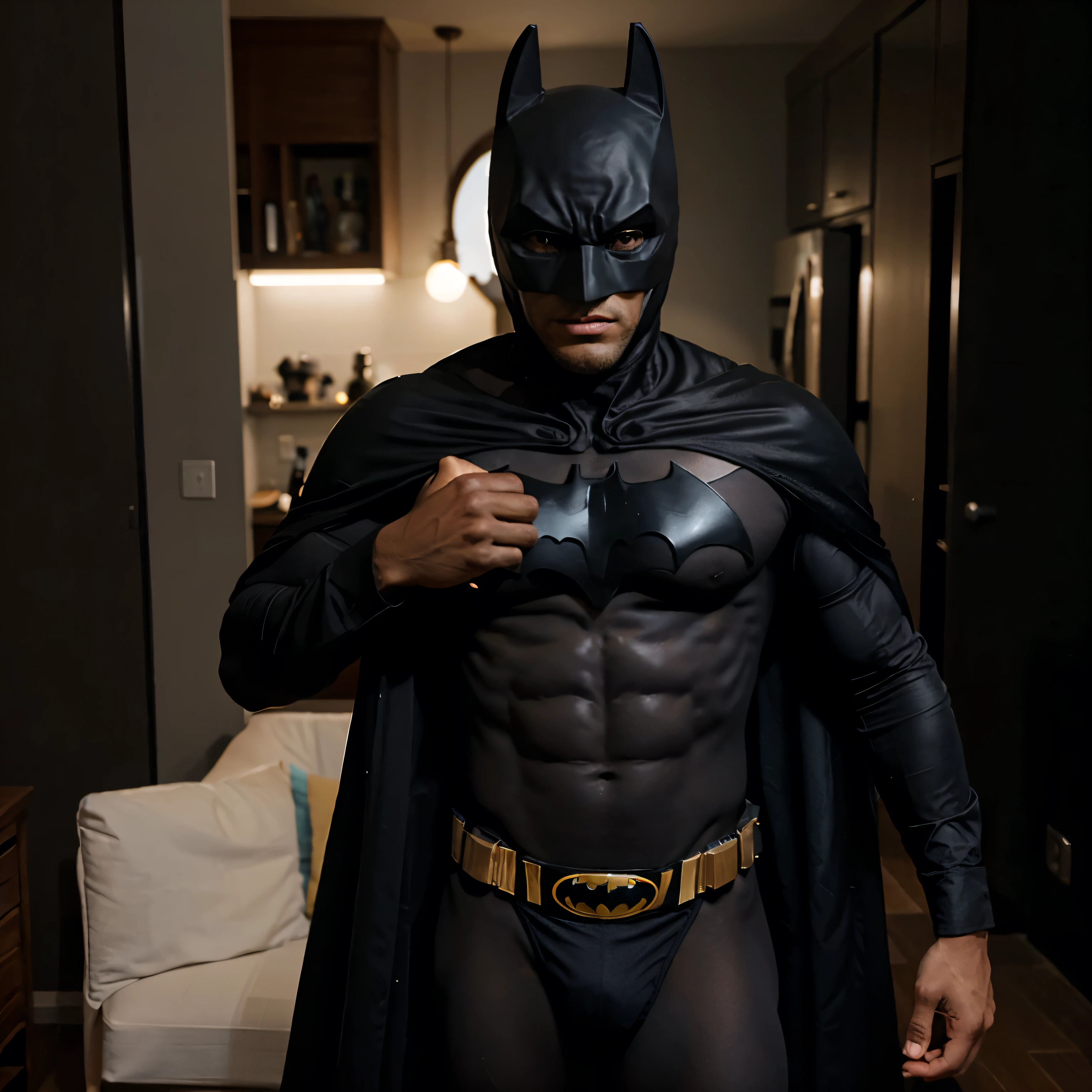 black male, body skinny, cueca sexy, Batman Mask,