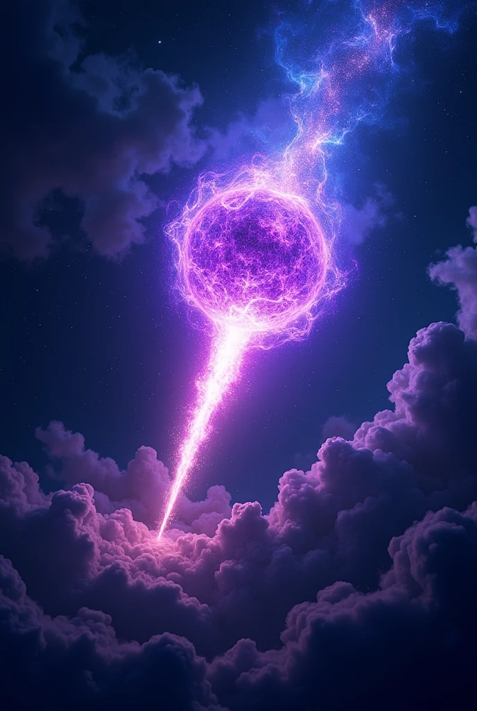 create a realistic logo of an extraordinary meteor, with purple colors, blue and black generates only the meteor transparent background