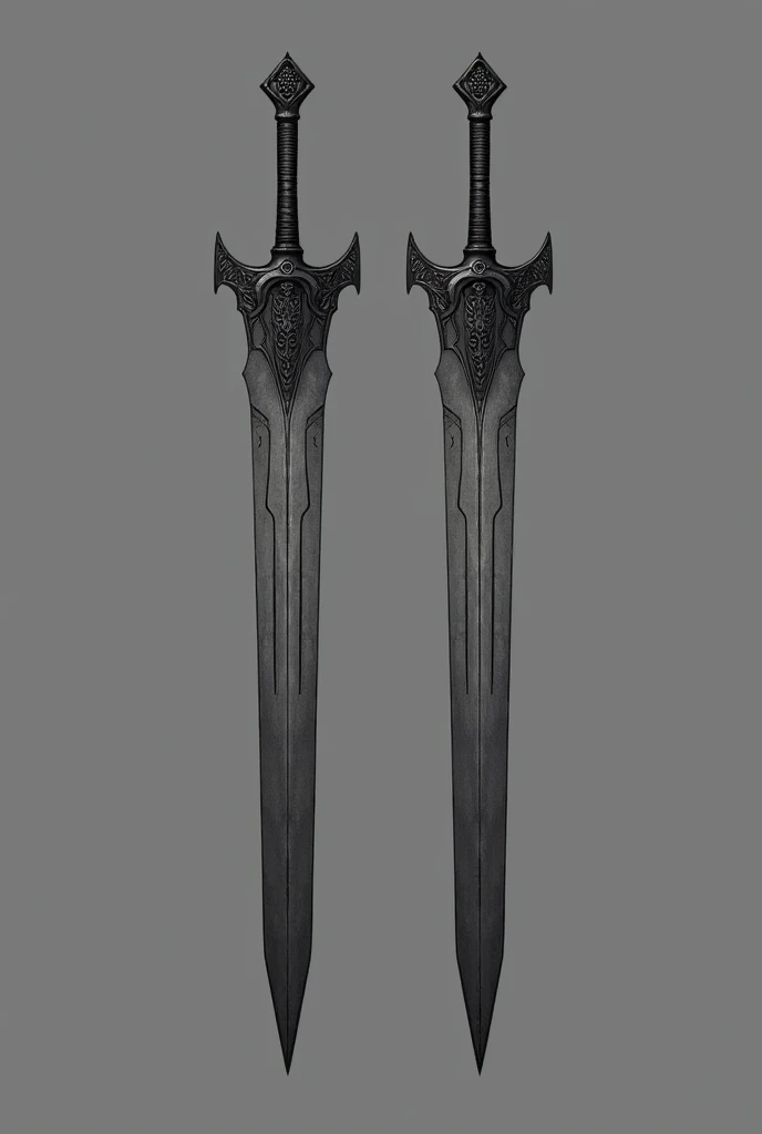 two medium iron swords with black details