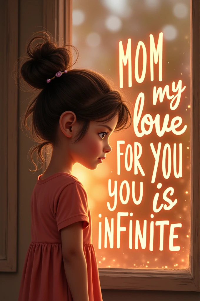 A phrase with big letters that says mom my love for you is infinite