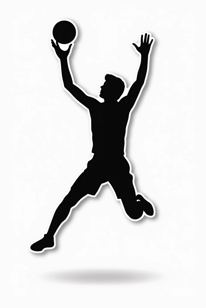 Create a black shadow sticker of a person playing volleyball as if it were a sticker without the white border