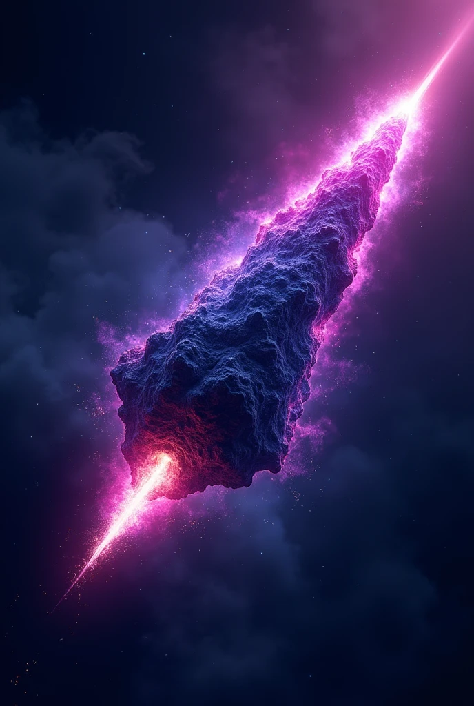 create an extraordinary meteor logo, with purple colors, blue and black generates only the meteor transparent background