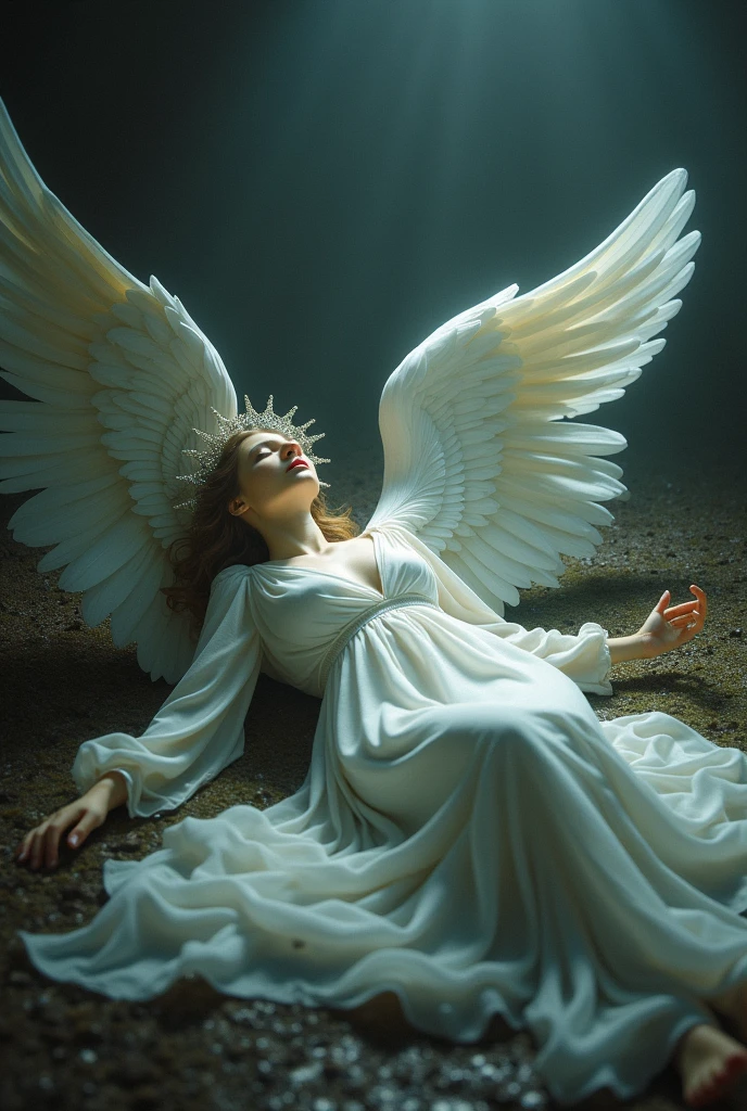 
 an angel fallen on the floor