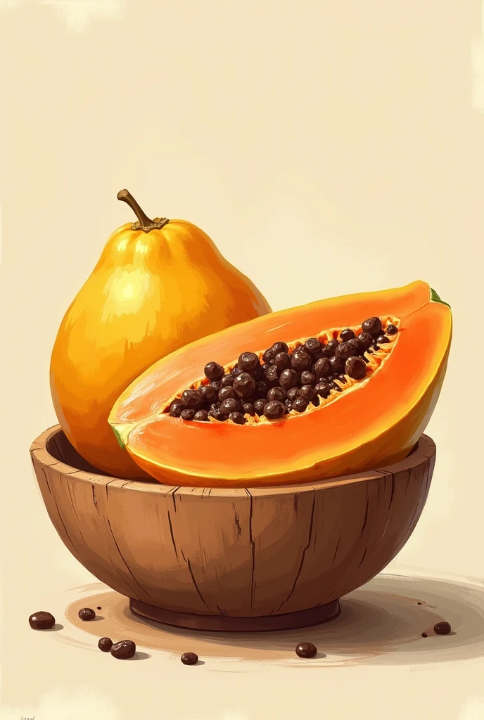 Illustration sweet papaya in a bowl