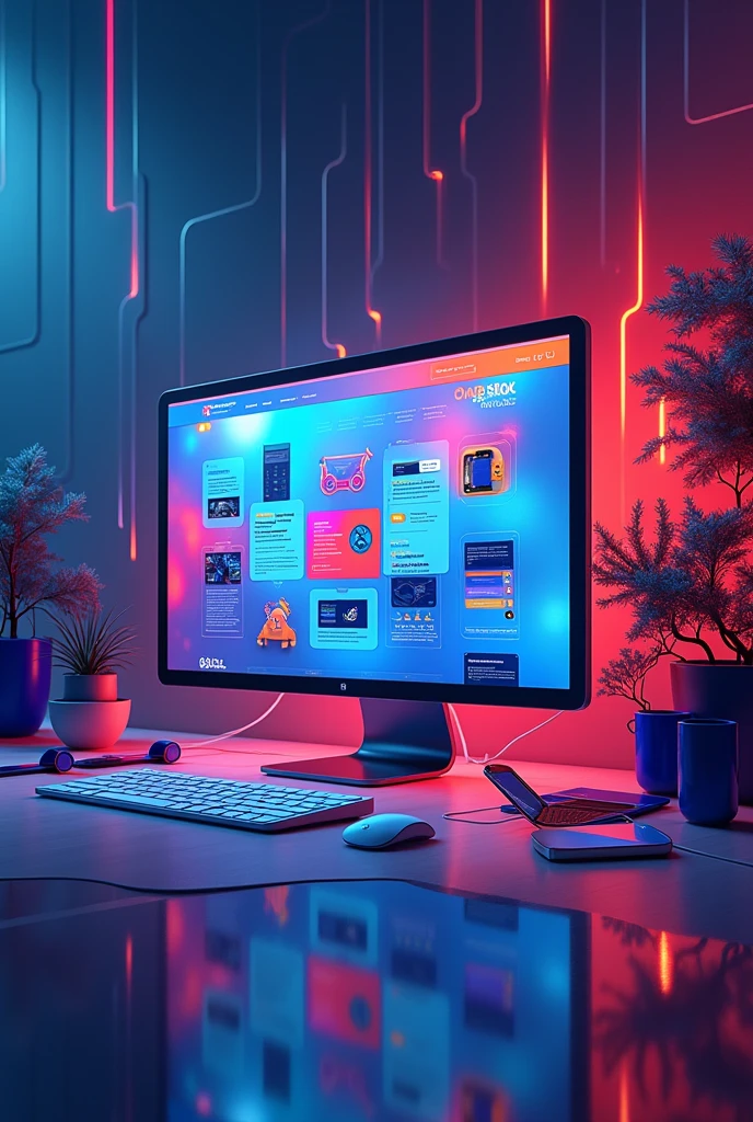 Give me a splash photo of A website with tools and more
,use eye-catching colors for the public