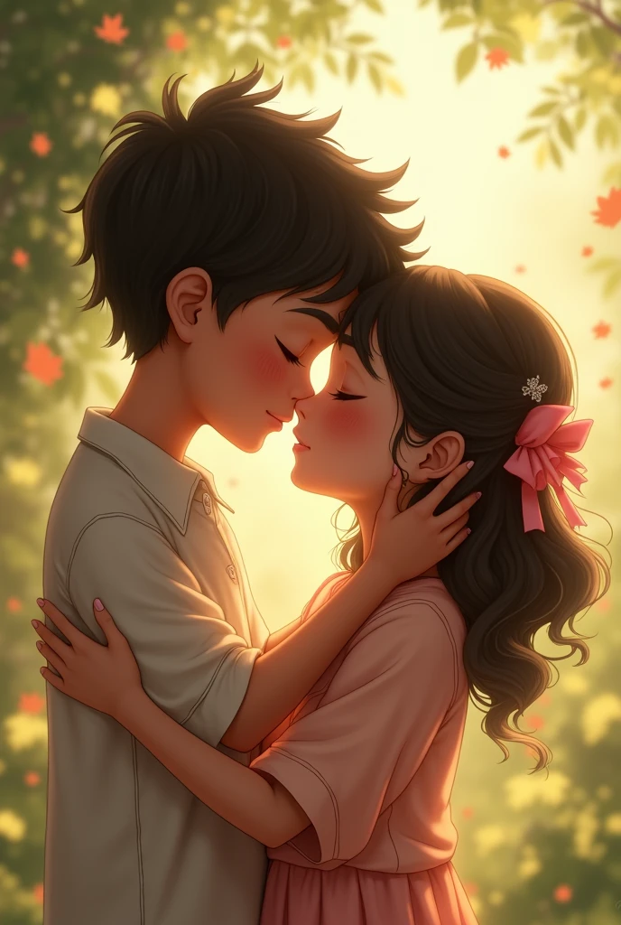 A boy he name is Jakir he hug a girl she name is shapla