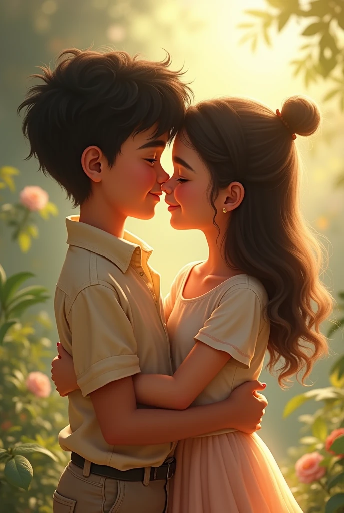 A boy he name is Jakir he hug a girl she name is shapla