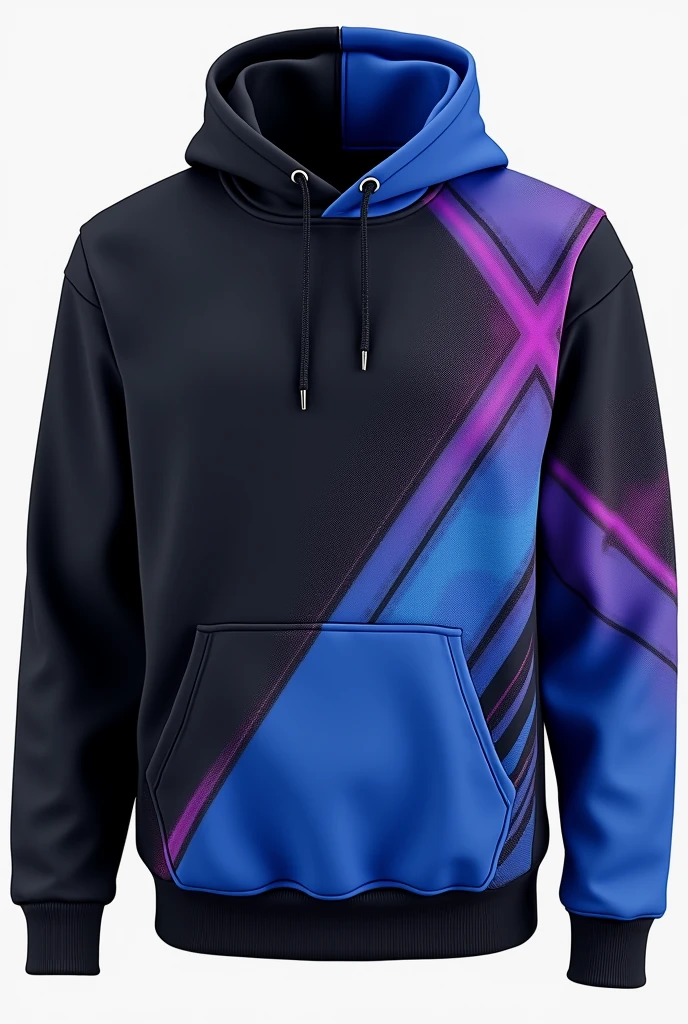 Black, blue and purple soccer style half-length sweatshirt