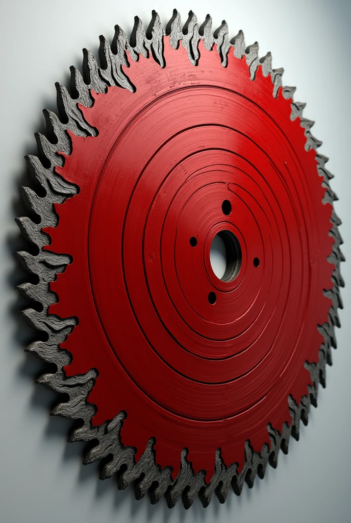 Red colour circular saw blade wood  with the shape of circular shield