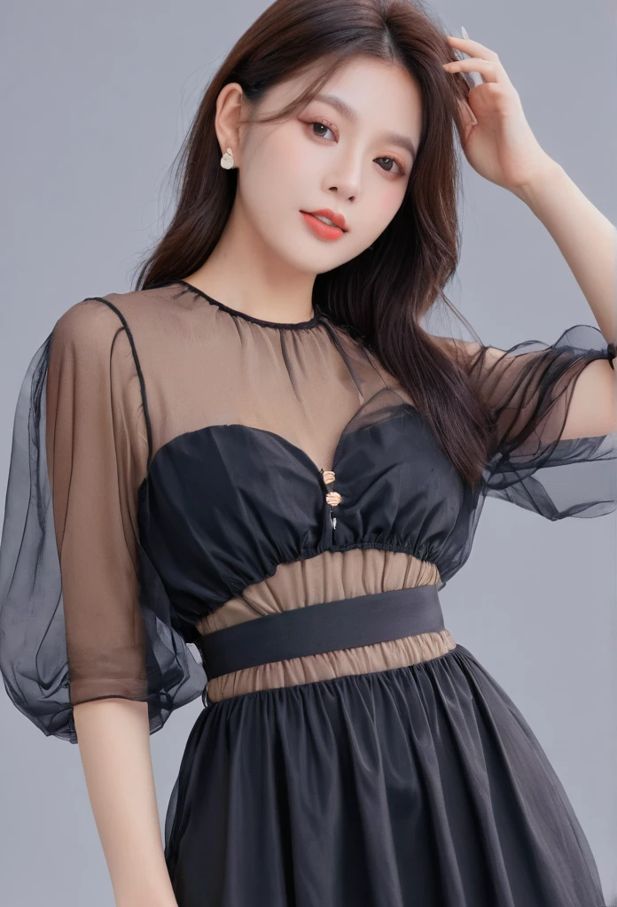 A woman with a beautiful girl々Create a new, whole body, A short sheer dress for、For girls, remove the low-cut see-through blouse and mini skirt., I'm looking forward to both, The boy is kissing her breast, Make it look realistic