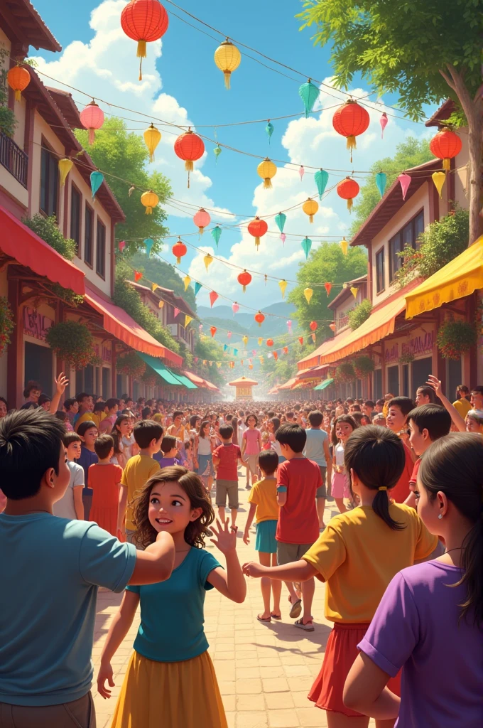 A happy community, people in celebration 