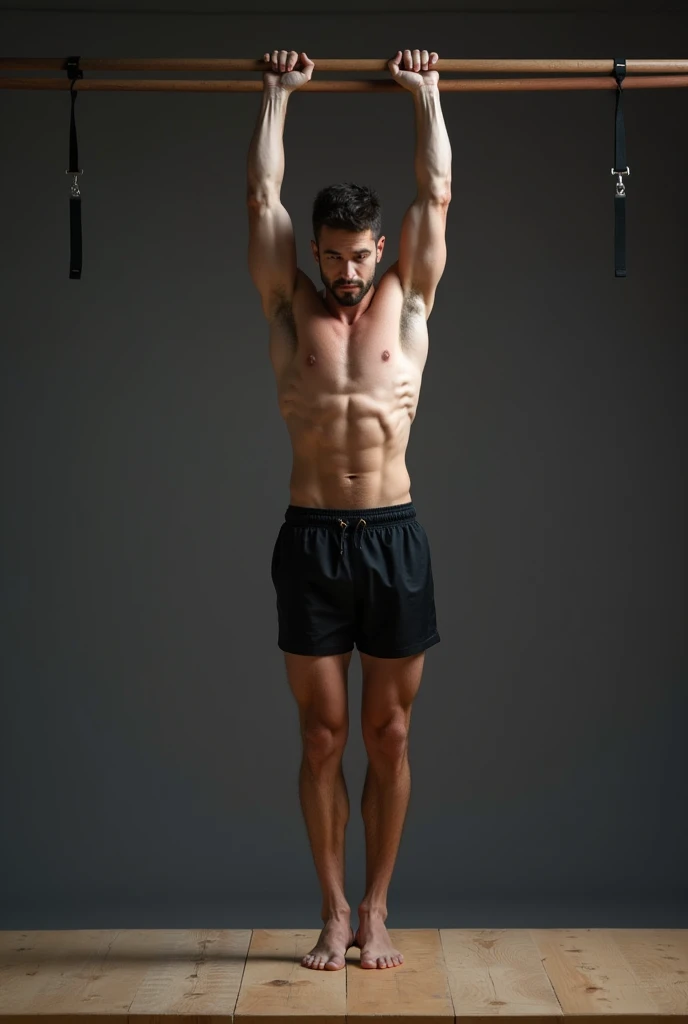 Create a man by doing fitness gymnastics