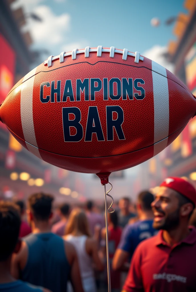 Football baloon with the titlle "Champions Bar".