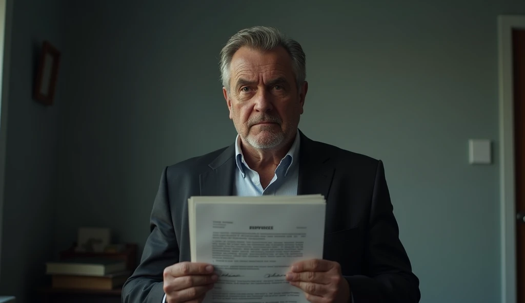 A man holding divorce papers