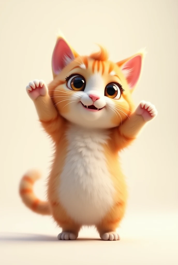 CREATE A CUTE PIXAR STYLE STANDING BABY CAT IN DANCING POSITION 4K, ULTRA DETAILED, TRANSPARENT BACKGROUND