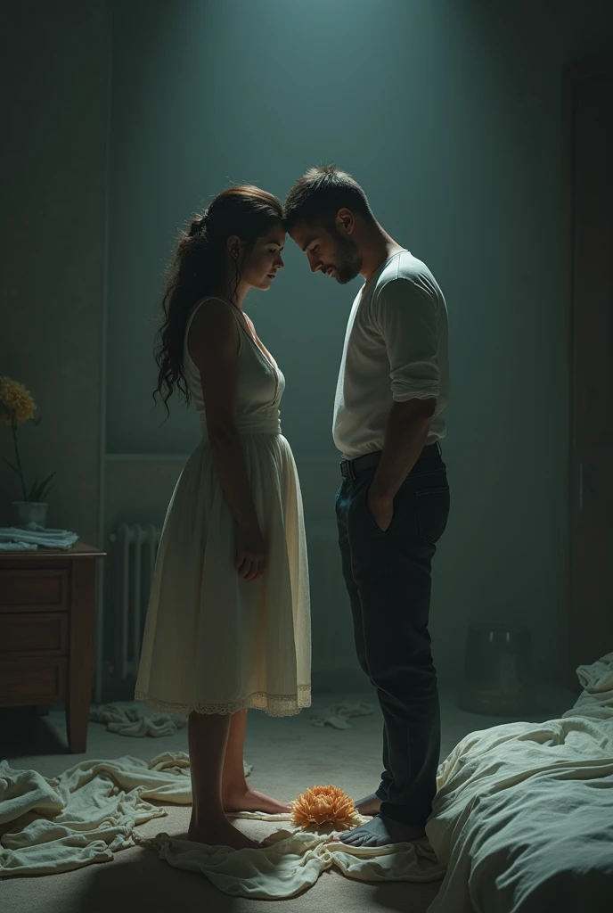 create an image that represents how the marriage is slowly ending, Before they were in a happy marital relationship but now after many years the marriage is ending 