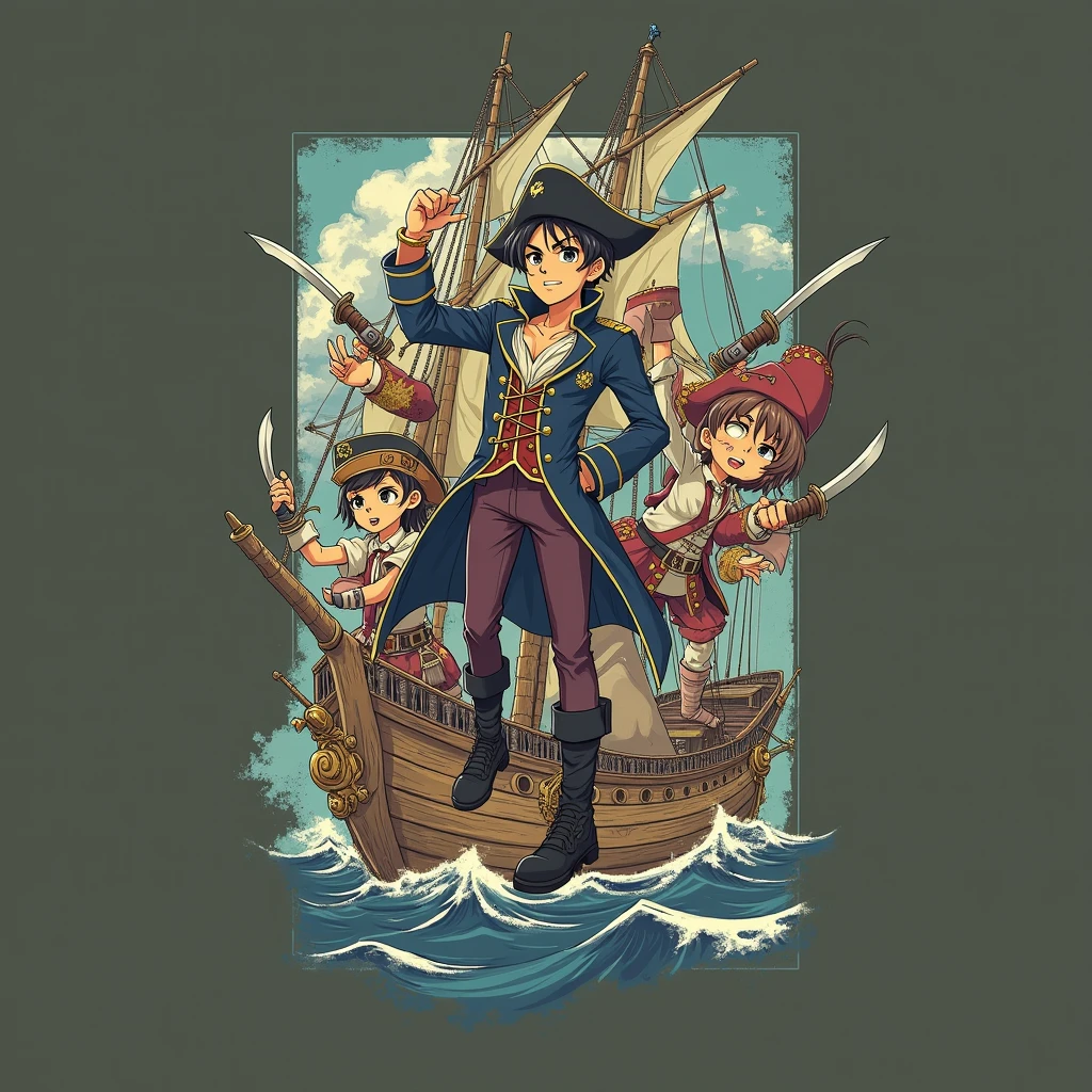 Make me an anime pirate. This picture should be high quality and coordinated to get 8 points