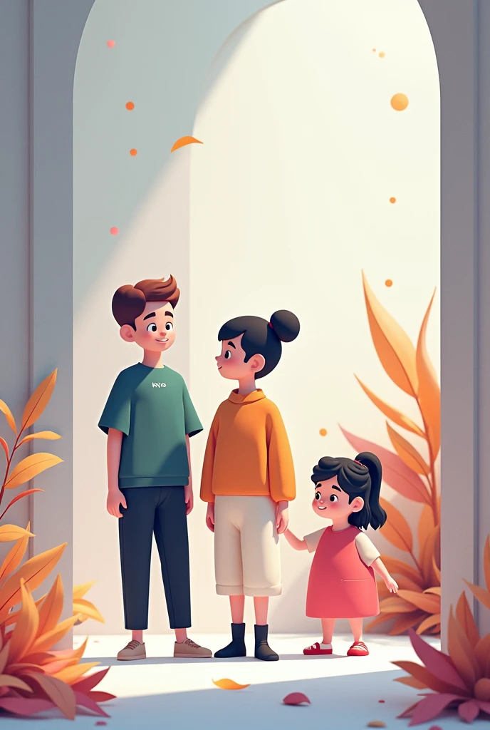 a promotional poster for KOAJ clothing with muted colors, cartoon characters, minimalist design, high quality, detailed, photorealistic, 8k, masterpiece, dynamic composition, elegant, cool tones, soft lighting, abstract background