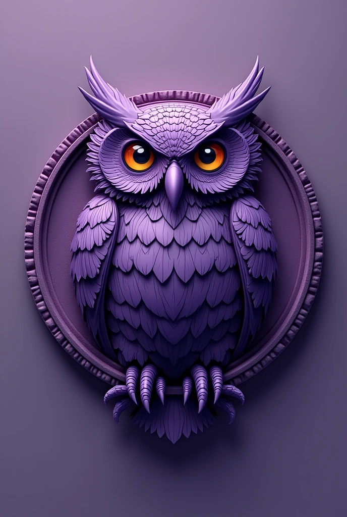 Create a purple owl-shaped medal