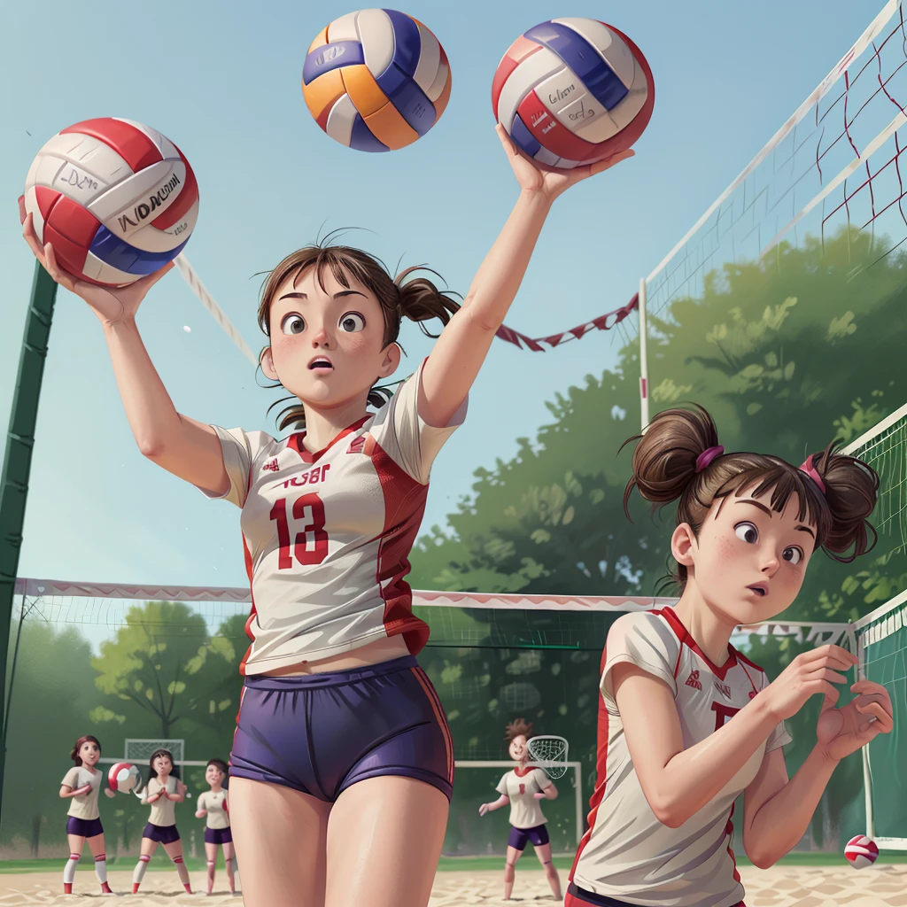 playing volleyball