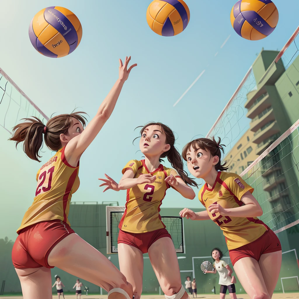 playing volleyball