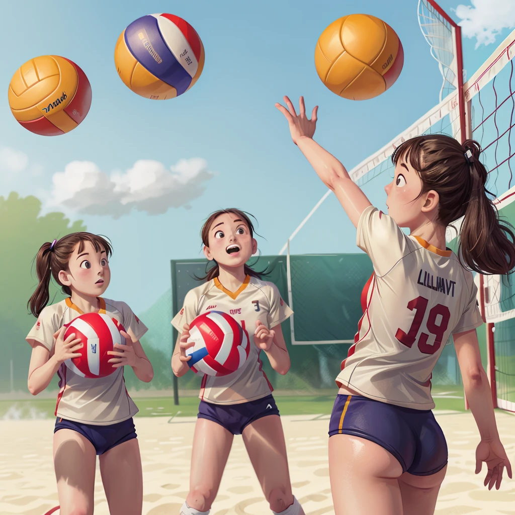 playing volleyball