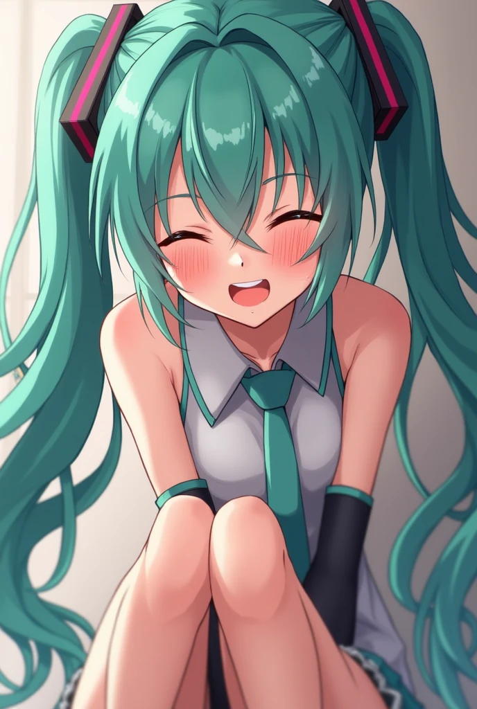 Hatsune Miku Naked Giving a blowjob the dick