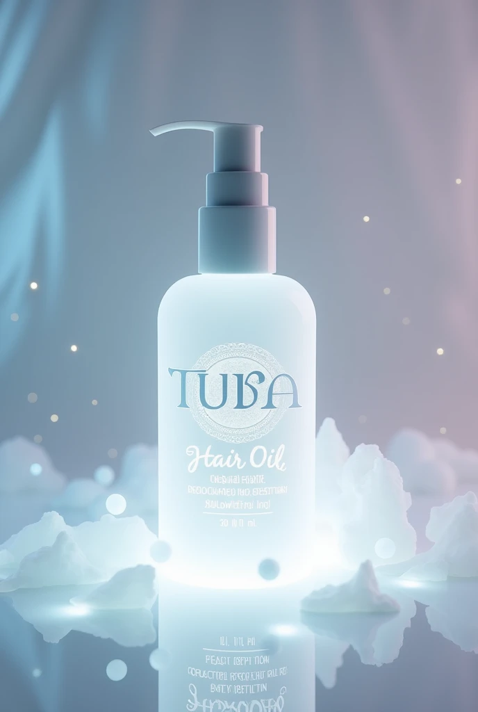White Bottle pic about hair oil print on bottle tuba glowing hair oil