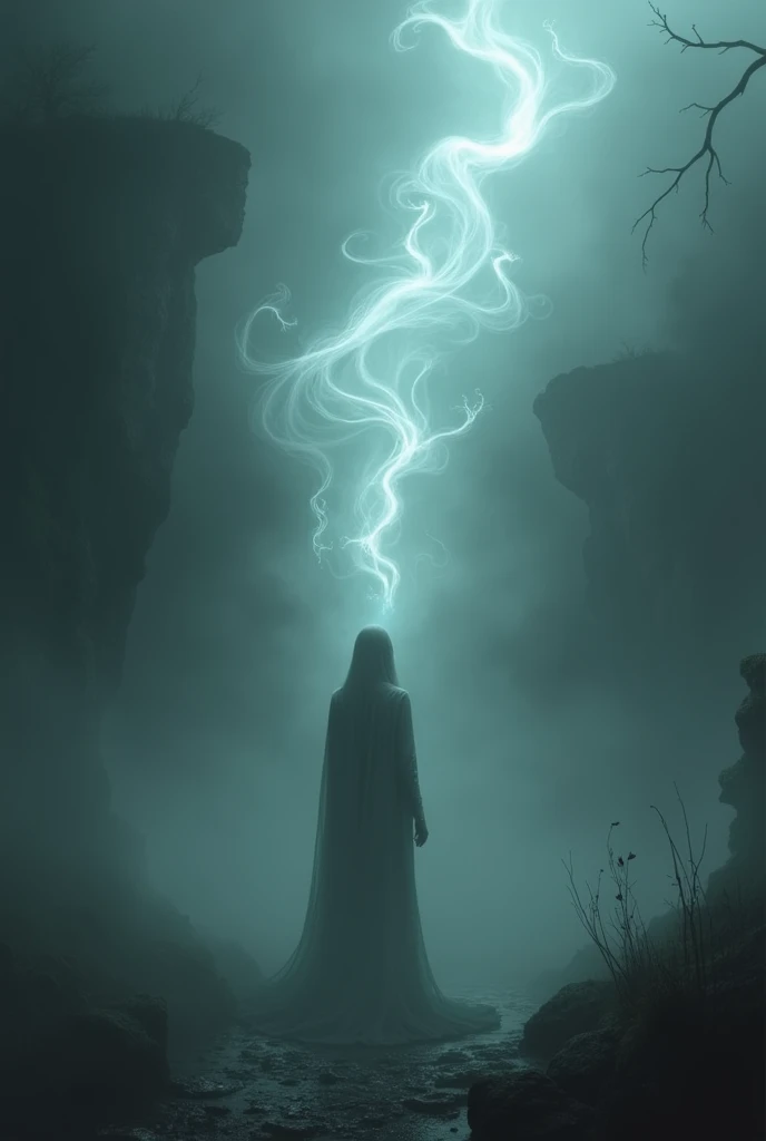 generates an image of vapor in the air in a dark environment