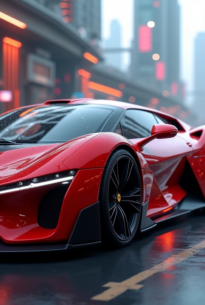 Futuristic red Ferrari car