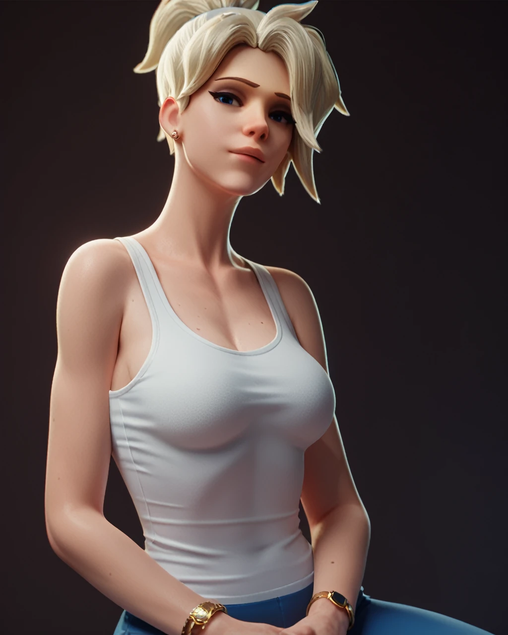 score_9,score_8_up,score_7_up,score_6_up ,source_overwatch score_9, score_8_up, score_7_up,  1woman, solo, mercy \(overwatch\), high quality, short low ponytail