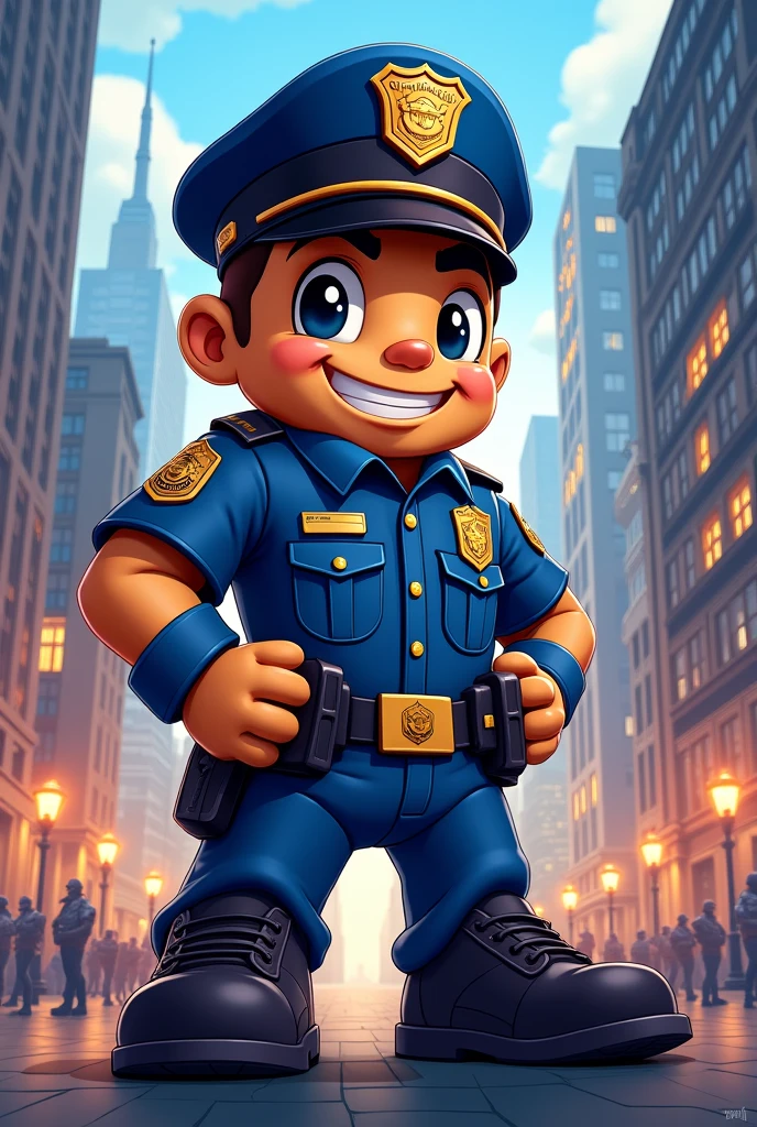 Create a police mascot using a giant shoe